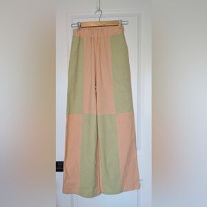 Rita Row Patchwork Marianne Pants Green Blush Size Small